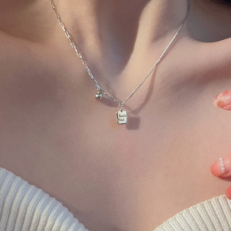 925 Silver Luck Pearl Necklace Female Butterfly Cold Light Luxury Flash Diamond Ins Wind Niche Collarbone Chain