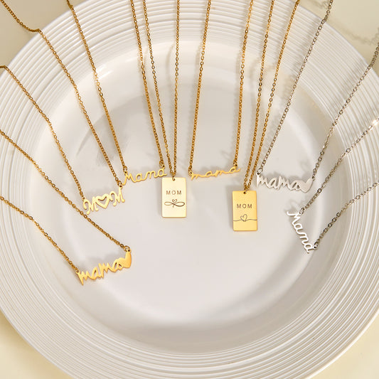 New Stylish Simple Mama Pendant Clavicle Chain Stainless Steel Letter Love Necklace Mother's Day Gift