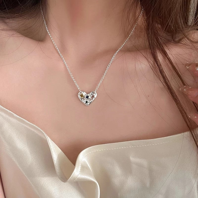 925 Silver Love Necklace Women's Summer High Sense Design Sense Niche Light Luxury Collarbone Chain Neck Chain