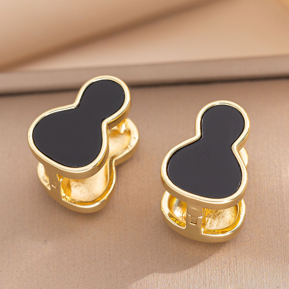 Double-sided gourd earrings for women's new light luxury niche high-end stud earrings, ear buckles, temperament earrings, fashionable and fashionable