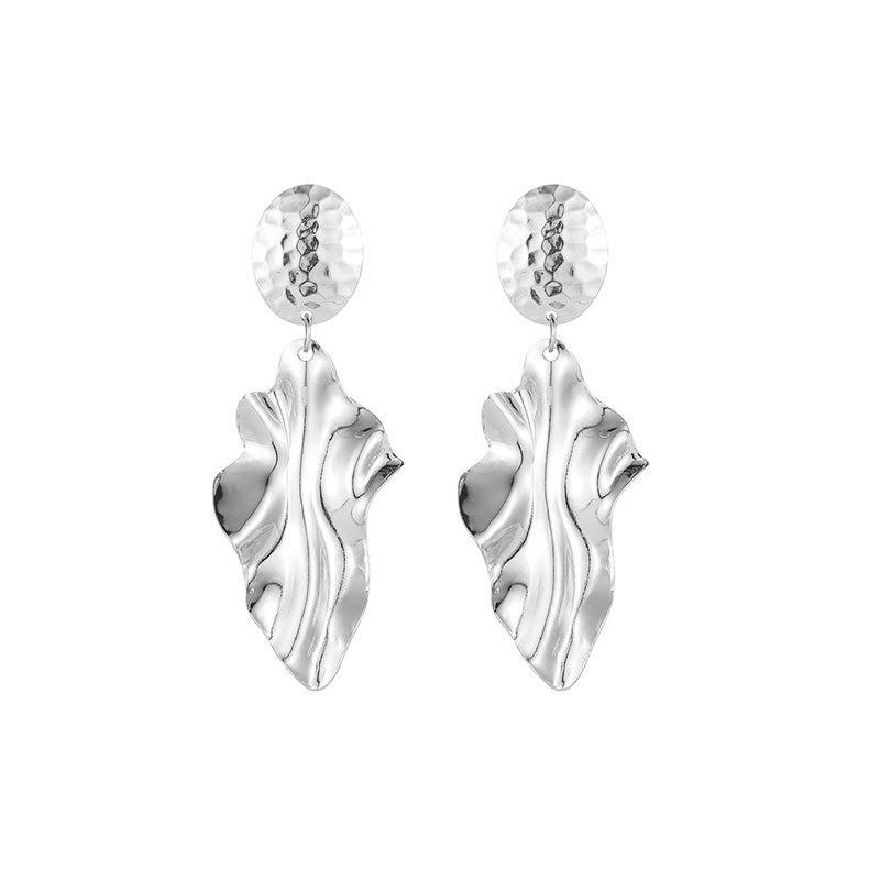 Titanium Steel Pleated Geometric Earrings Women's New Irregular Round Square Love Stud Earrings Medieval Earrings Tide