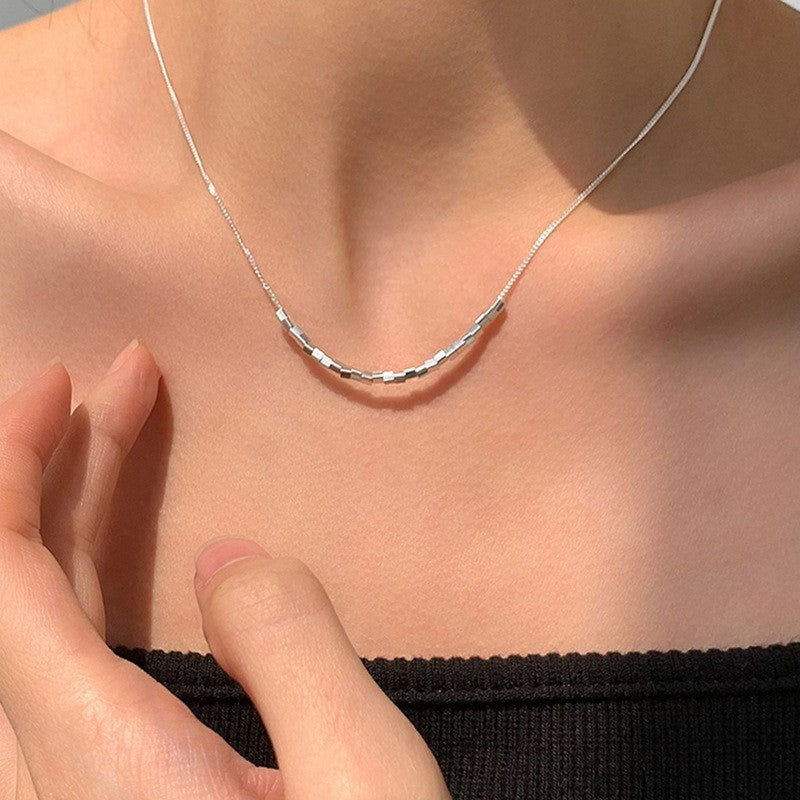 925 Silver Luck Pearl Necklace Female Butterfly Cold Light Luxury Flash Diamond Ins Wind Niche Collarbone Chain