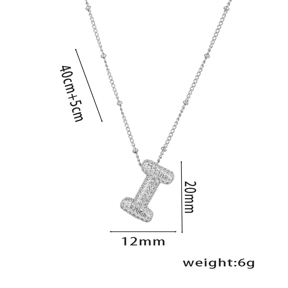 New European and American Micro-inlaid Zircon 26-letter Pendant Necklace Copper-plated 18K Gold Fashion Versatile Classic Jewelry