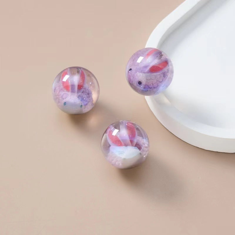 Glazed Colored Round Beads Beaded Transparent High-end Star Resin Single-hole Beaded Bracelet DIY Handmade Loose Beads