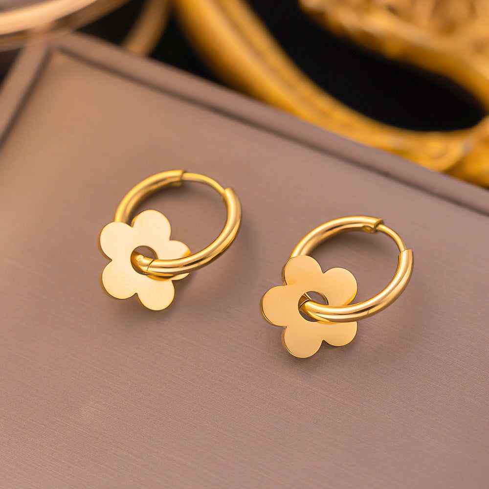 Simple 18k Gold-plated Stainless Steel Circle Earrings Simple Gold-plated Men's and Women's Models