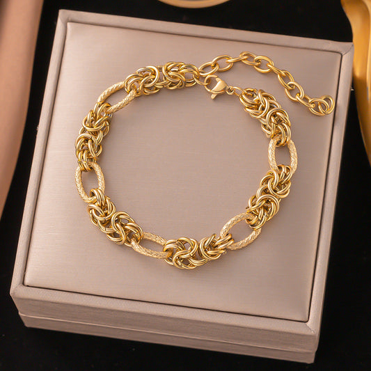 European and American Trend Retro Cold Wind Stainless Steel Accessories Fashion Hip Hop Street Titanium Steel Bracelet Women's Jewelry Women
