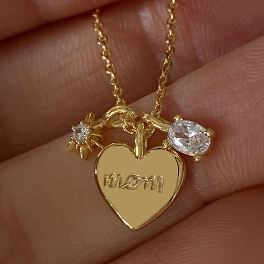 Mother's Day Necklace Ins Wind Letter Mom Zircon Mama Necklace Love Pendant Color Retention
