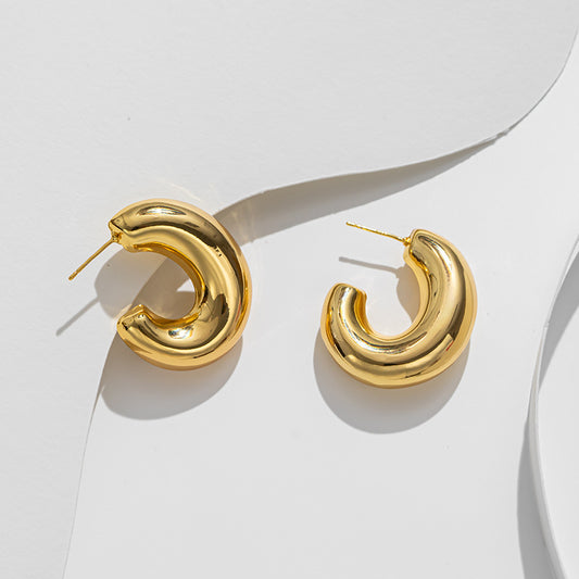 European and American Internet celebrities fashion popular earrings 18K gold stainless steel exaggerated chubby earrings women earrings wholesale