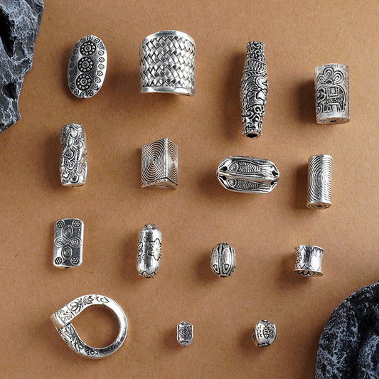 Silver Jewelry Bead Partition Accessories DIY Bracelet Handmade Beading Accessories Running Ring Accessories Thai Silver Chiang Mai Silver Large Bead Partition