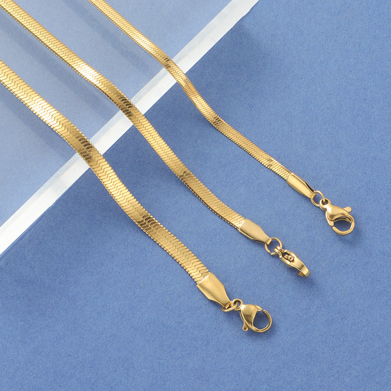Furnace Real Gold Stainless Steel Flat Snake Bone Chain Bracelet Jewelry Accessories DIY Snake Chain Basic Blade Chain