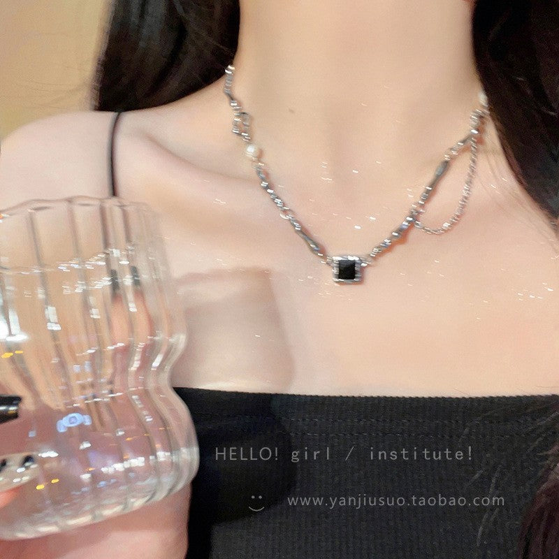 925 Sterling Silver Water Drop Double-layer Necklace Women's Light Luxury Niche Design Ins High-end Sense Simple Personality Stacked Collarbone Chain