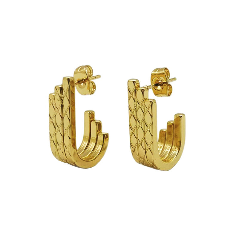 New European and American Earrings Light Luxury High-end Ear Jewelry Ins Titanium Steel U-shaped Ear Buckle
