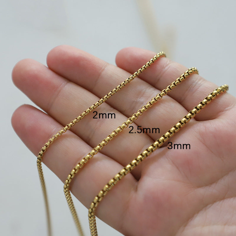 Fashion Square Pearl Necklace Personalized Hip-hop Stainless Steel Handmade Chain DIY Jewelry Versatile Chain