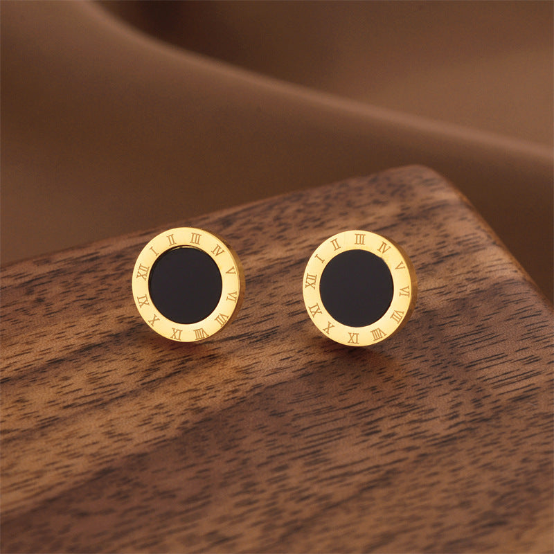 Fashion Titanium Steel Does Not Fade Short Ear Buckle Simple Geometric Rose Gold Earrings Stud Earrings