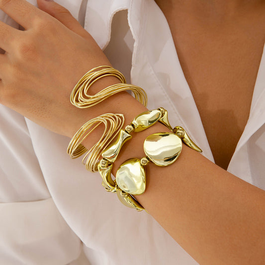 Multi-layer Line Winding Geometric Opening Bracelet Punk Style Bracelet