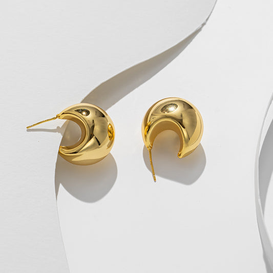 Titanium steel material, real gold electroplated adzuki bean earrings temperament Korea same ins earrings earrings earrings European and American style