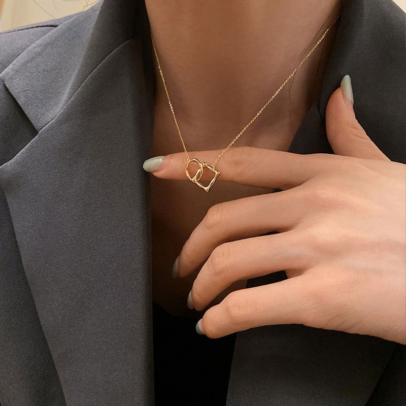 925 Silver Love Necklace Women's Summer High Sense Design Sense Niche Light Luxury Collarbone Chain Neck Chain