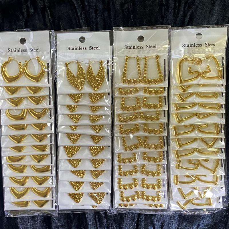 18K Gold Plated Stainless Steel Earrings Geometric Irregular Minimalist Temperament Earrings