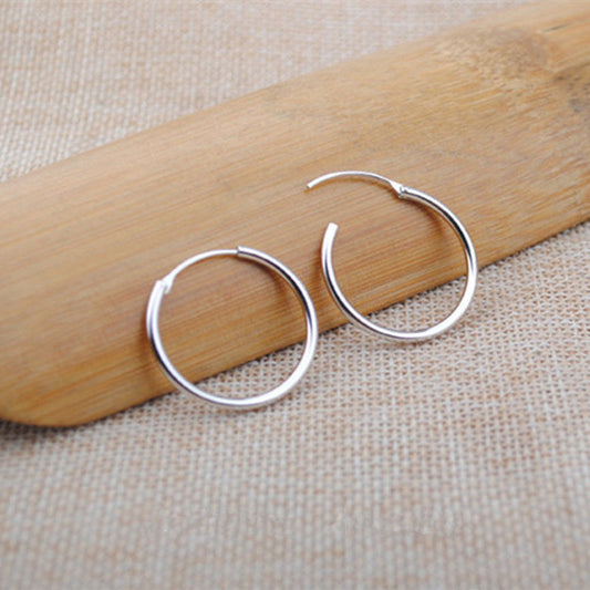 Silver Earrings S925 Circle Women's Circle Retro Tassel Personality Fashion Simple Earrings Ear Buckle Exquisite Light