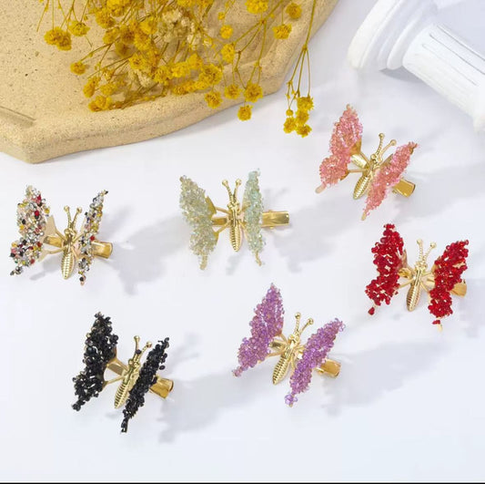 New Rhinestones Will Move Butterfly Hairpins, Shiny Children's Hairpins, Three-dimensional Cute Headgear Clips, Broken Hairpins on The Side