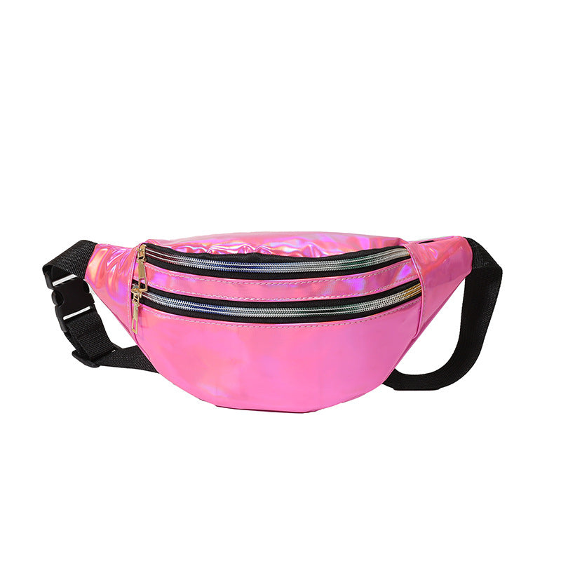 New Summer Men and Women Laser Fanny Pack Outdoor Glossy Sports Breast Bag Multi-functional Messenger Bag