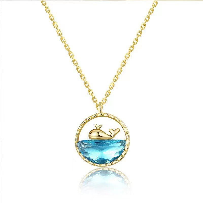 [Whale Born with You] Whale Sterling Silver Necklace, Women's Light Luxury Niche High-end Fish Tail Collarbone Chain, Gift for Girlfriends
