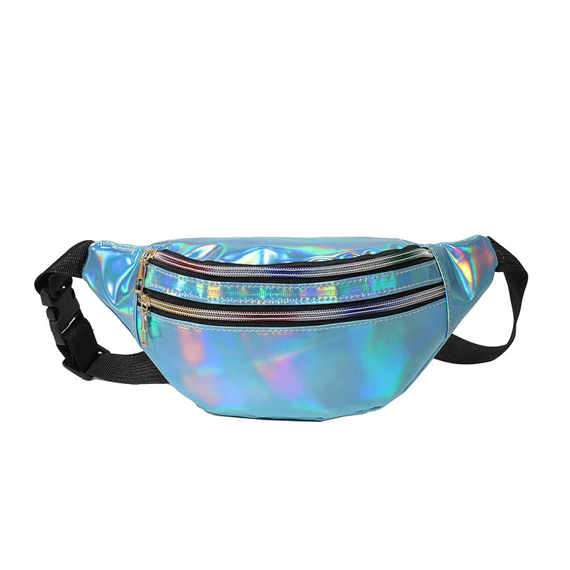 New Summer Men and Women Laser Fanny Pack Outdoor Glossy Sports Breast Bag Multi-functional Messenger Bag