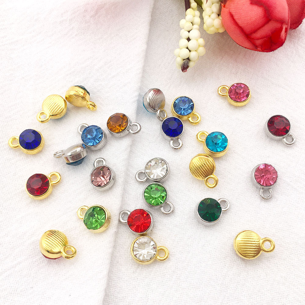 Alloy Diamond Twelve Birthday Stone Small Pendant Star Stone Lucky Stone Birthday Stone DIY Pendant 7mm Jewelry Accessories