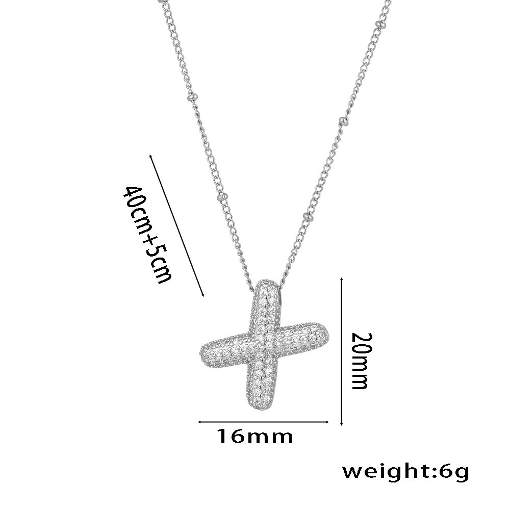 New European and American Micro-inlaid Zircon 26-letter Pendant Necklace Copper-plated 18K Gold Fashion Versatile Classic Jewelry
