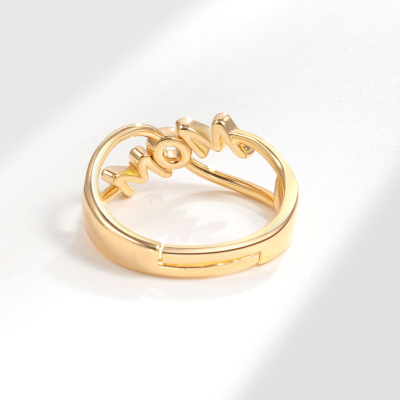 New MOM English Ring, Mother's Birthday and Mother's Day Gift, Cold Wind Personality Design