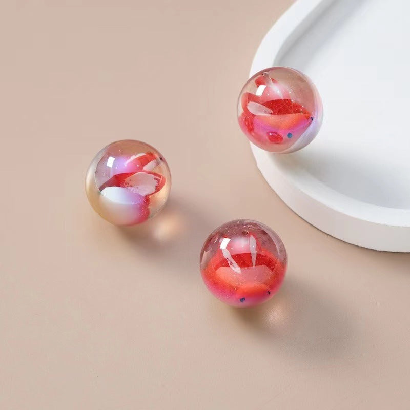 Glazed Colored Round Beads Beaded Transparent High-end Star Resin Single-hole Beaded Bracelet DIY Handmade Loose Beads