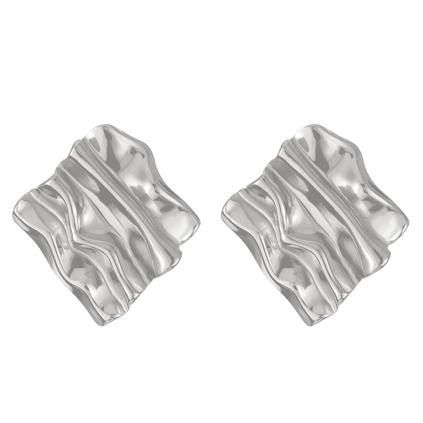 Titanium Steel Pleated Geometric Earrings Women's New Irregular Round Square Love Stud Earrings Medieval Earrings Tide