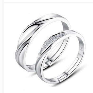 Interwoven Love Zircon Ring 925 Sterling Silver Simple Creative Couple Ring Live Open Ring
