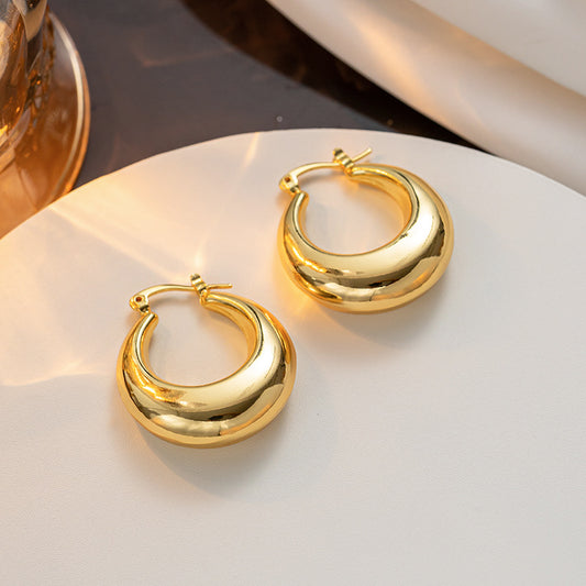 ins simple fashion retro U-shaped moon titanium steel earrings European and American Internet celebrities popular temperament earrings senior sense wholesale