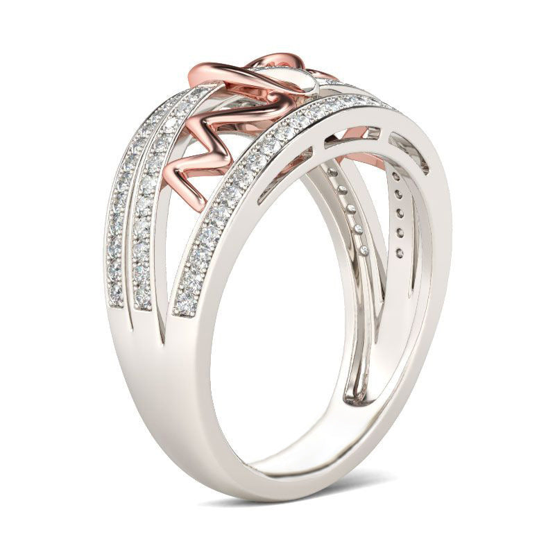 LOVE MOM Diamond Ring Simple Fashion Rose Gold Letter Ring Mother's Day Gift