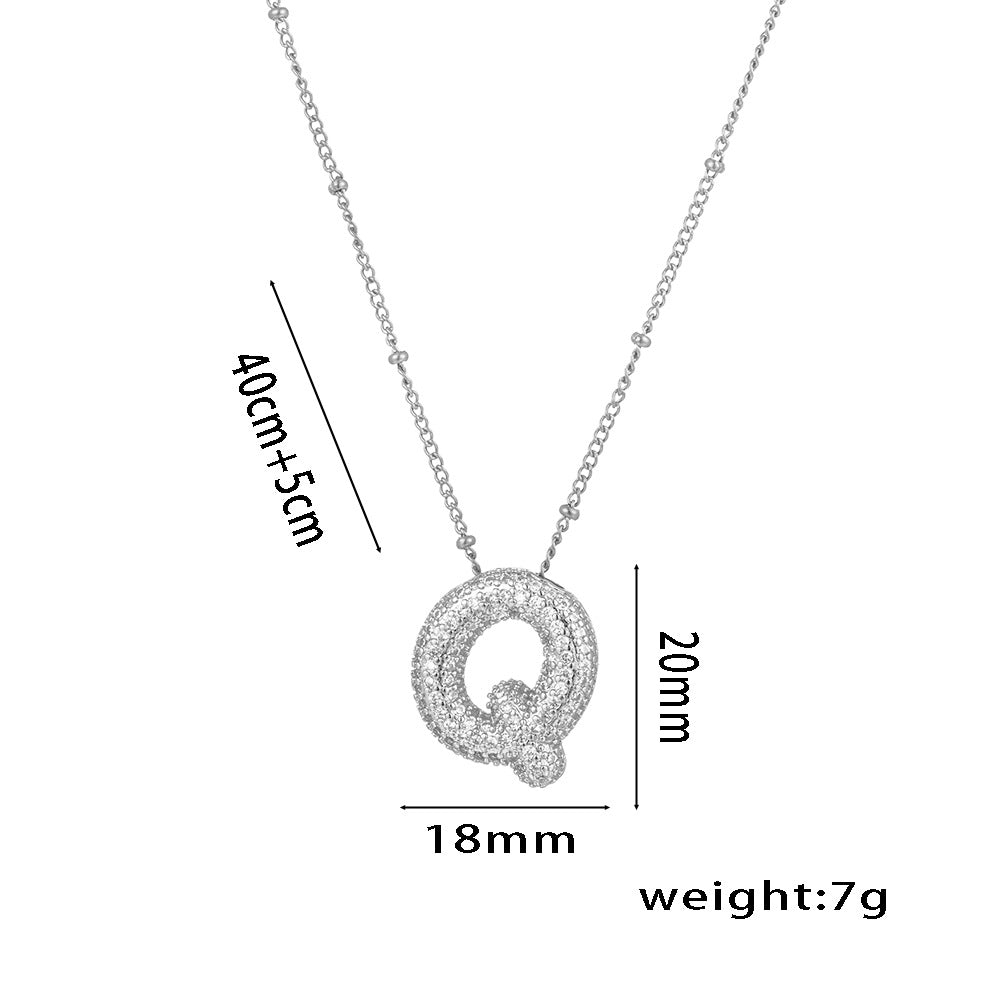 New European and American Micro-inlaid Zircon 26-letter Pendant Necklace Copper-plated 18K Gold Fashion Versatile Classic Jewelry