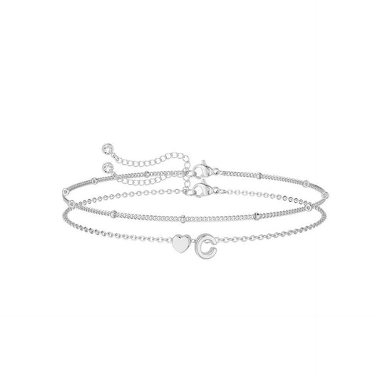 New Peach Heart 26 Letter Bracelet, Summer Beach Love Letter Pendant Bracelet