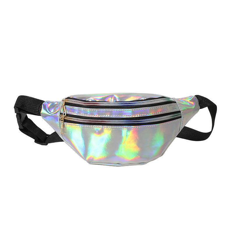 New Summer Men and Women Laser Fanny Pack Outdoor Glossy Sports Breast Bag Multi-functional Messenger Bag