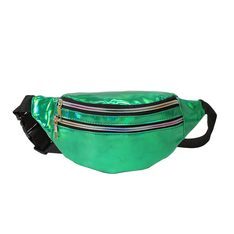 New Summer Men and Women Laser Fanny Pack Outdoor Glossy Sports Breast Bag Multi-functional Messenger Bag