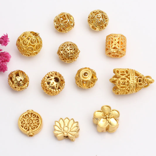 Ancient Gold Beads Loose Beads Sand Gold Transfer Beads DIY Bracelet Accessories Bracelet Beads, Hollow Accessories Beads