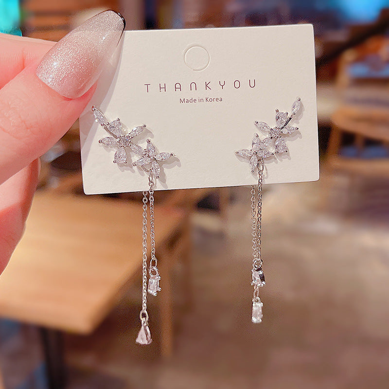 925 Silver Needle Pearl Zircon Earrings Women's High-end Sense Niche Temperament Cold Wind Mori Earrings Ear Jewelry Wholesale