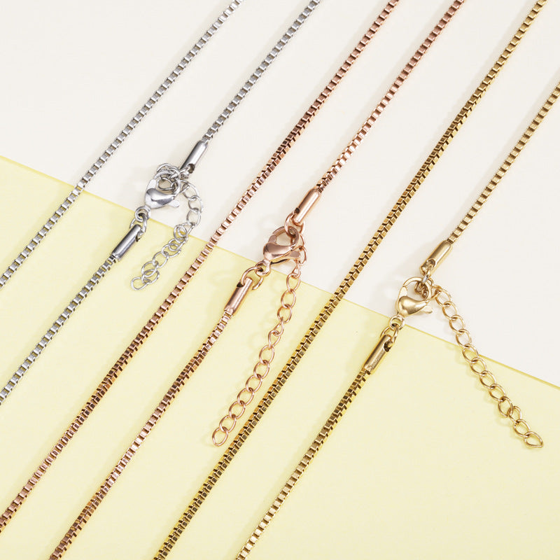 Stainless Steel Vacuum Electroplating Color Chain Jewelry Accessories Box Chain Indenter Small Pendant Chain