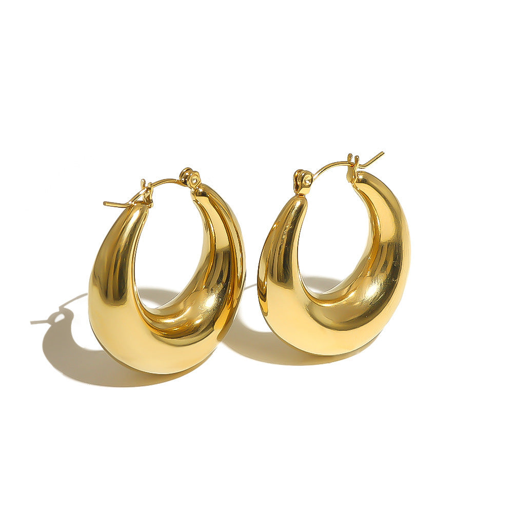 ins simple fashion retro U-shaped moon titanium steel earrings European and American Internet celebrities popular temperament earrings senior sense wholesale