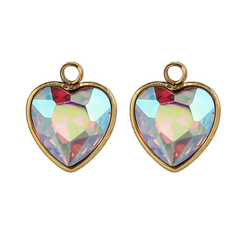 Stainless Steel Love Glass Pendant 18K Vacuum Plated Gold Pendant DIY Necklace Earrings Jewelry Accessories