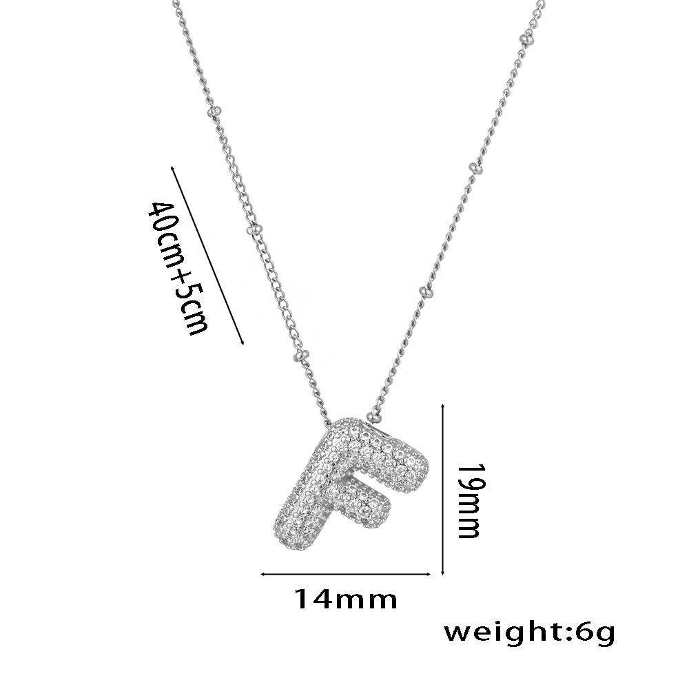 New European and American Micro-inlaid Zircon 26-letter Pendant Necklace Copper-plated 18K Gold Fashion Versatile Classic Jewelry
