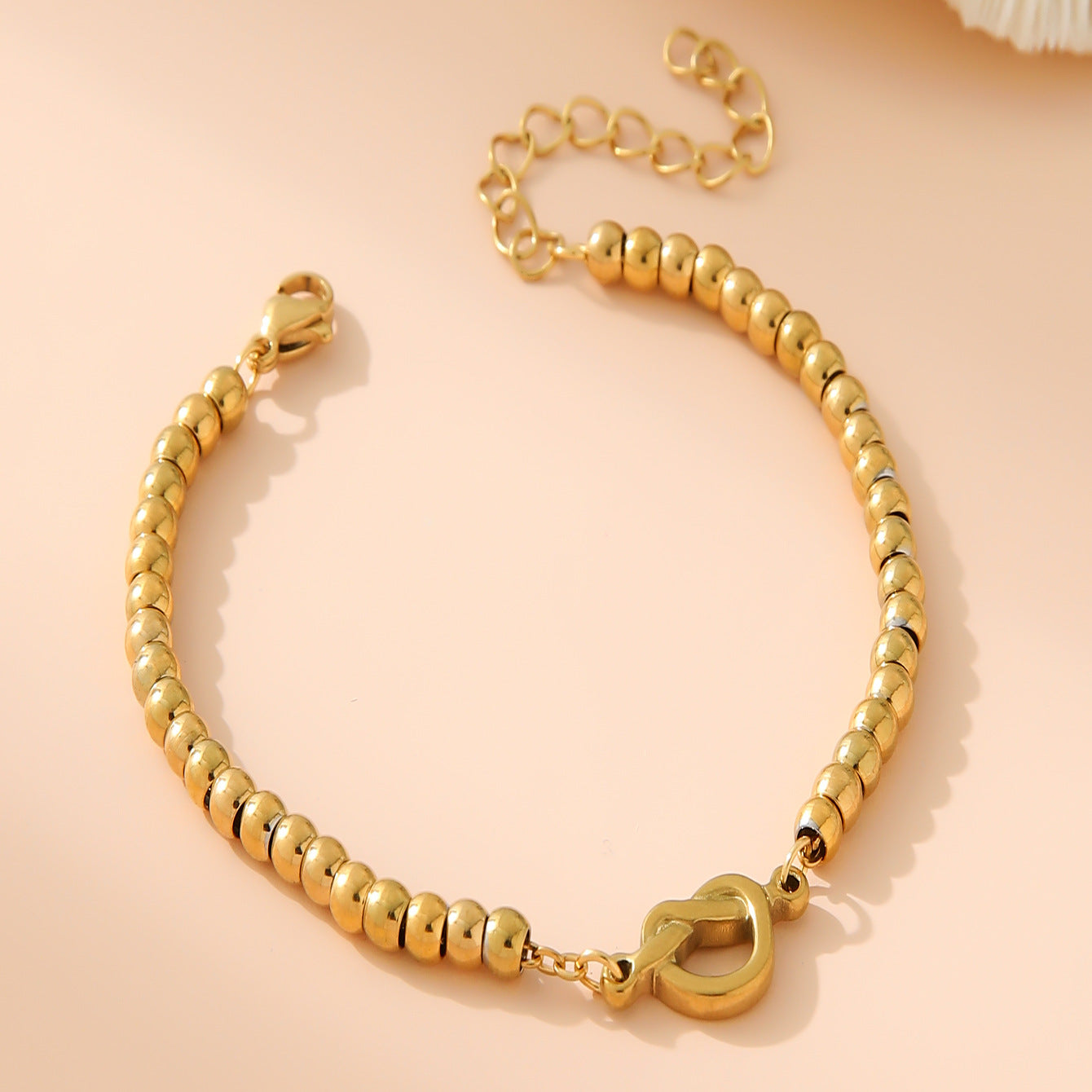New Simple Stainless Steel Plated 18K Gold 4MM Bead Mother Bracelet Women's Mother's Day Gift Jewelry