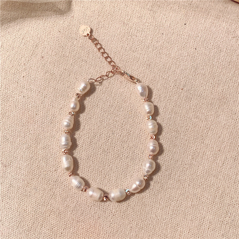 Baroque Natural Freshwater Pearl Bracelet Women, New Retro French Gentle Ins Style Niche Design Jewelry