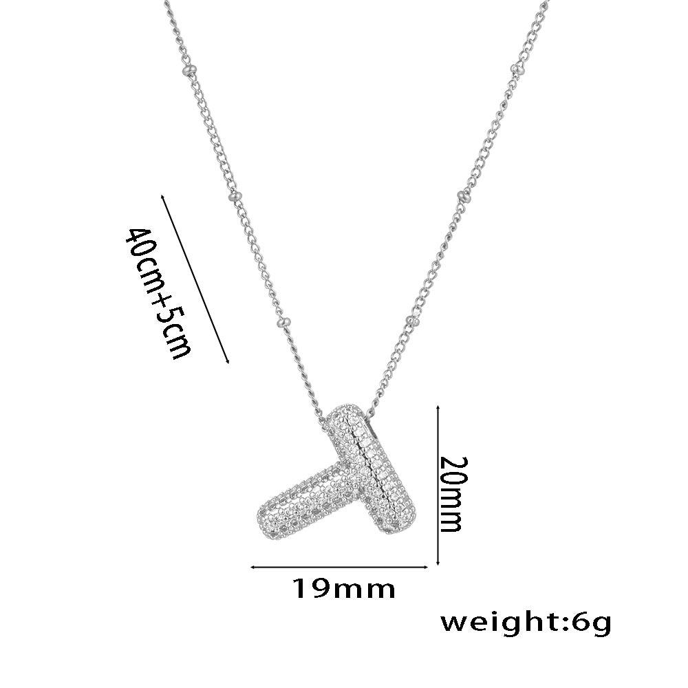 New European and American Micro-inlaid Zircon 26-letter Pendant Necklace Copper-plated 18K Gold Fashion Versatile Classic Jewelry