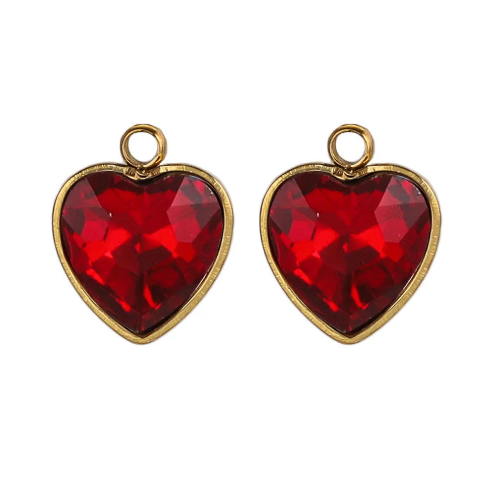 Stainless Steel Love Glass Pendant 18K Vacuum Plated Gold Pendant DIY Necklace Earrings Jewelry Accessories