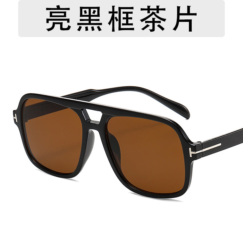 Wholesale Large Frame Glasses Overseas Fashion Texture Matching Sunglasses Spring New Double Beam Sunglasses